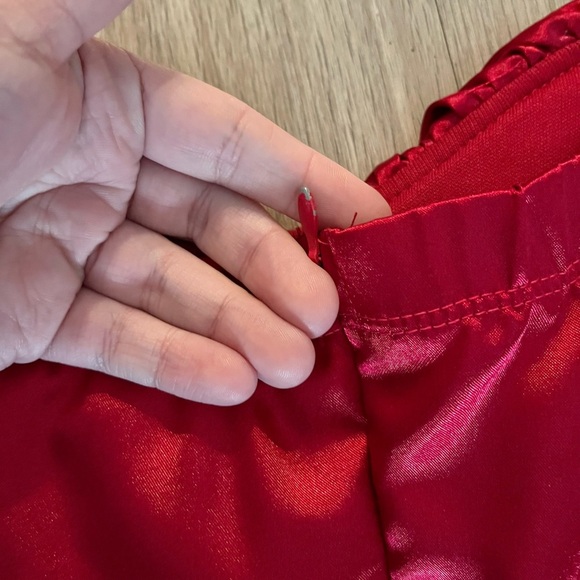 Y2K Vintage Burgundy Red Satin Bow Knee Length Evening Dress Size 11 - Picture 7 of 9